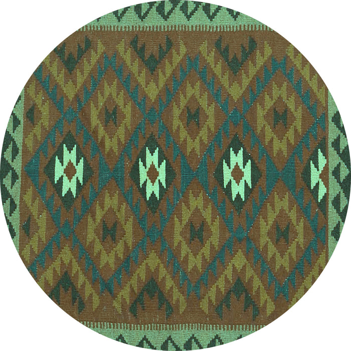 Round Oriental Turquoise Traditional Rug, con2930turq