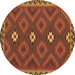 Round Machine Washable Oriental Brown Traditional Rug, wshcon2930brn