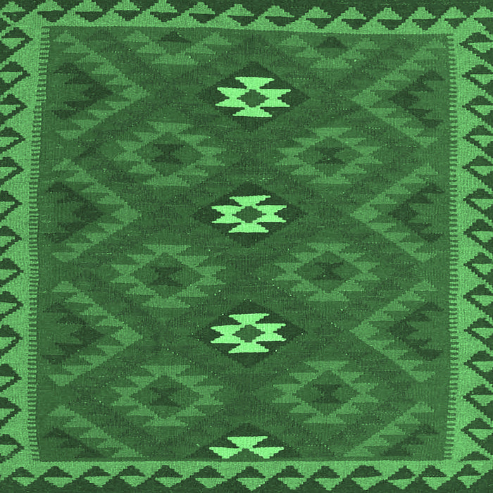 Square Machine Washable Oriental Emerald Green Traditional Area Rugs, wshcon2930emgrn