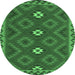 Round Machine Washable Oriental Emerald Green Traditional Area Rugs, wshcon2930emgrn