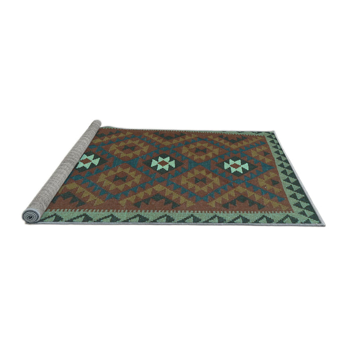 Sideview of Machine Washable Oriental Light Blue Traditional Rug, wshcon2930lblu