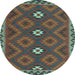 Round Oriental Light Blue Traditional Rug, con2930lblu