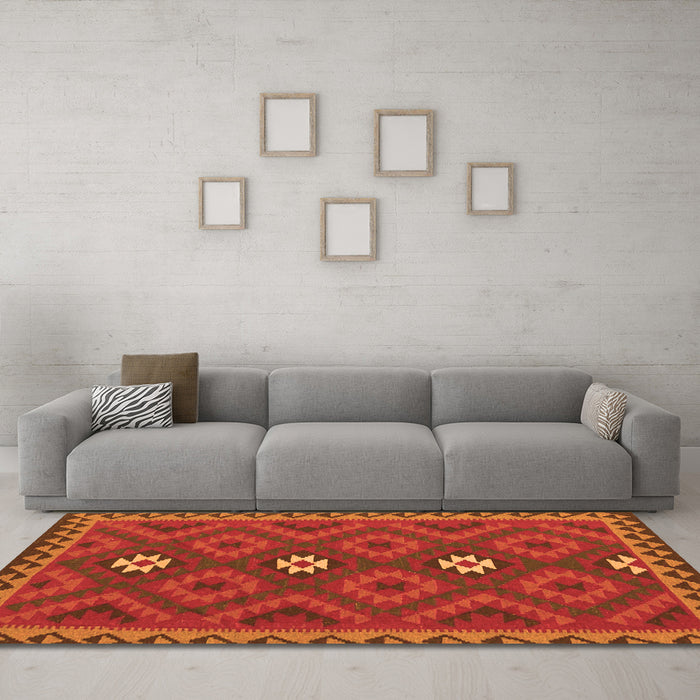 Machine Washable Oriental Orange Traditional Area Rugs in a Living Room, wshcon2930org