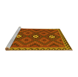 Sideview of Machine Washable Oriental Yellow Traditional Rug, wshcon2930yw