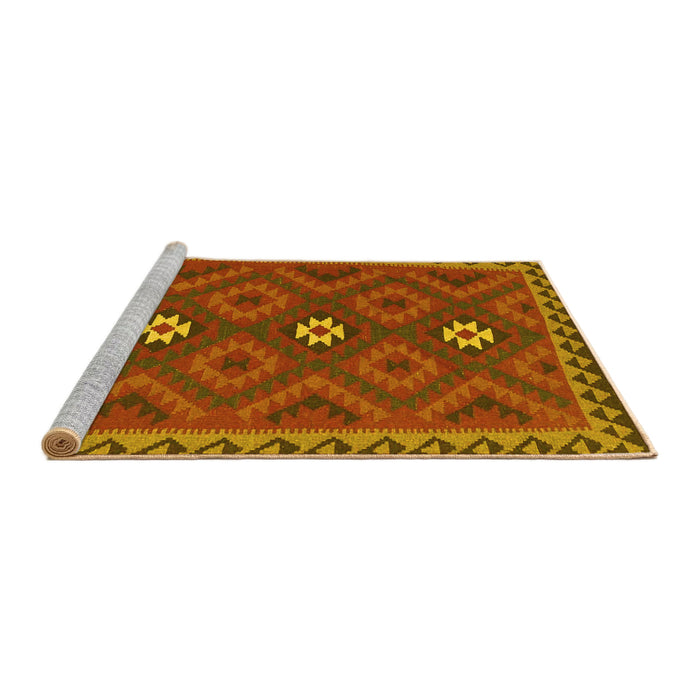 Sideview of Machine Washable Oriental Yellow Traditional Rug, wshcon2930yw
