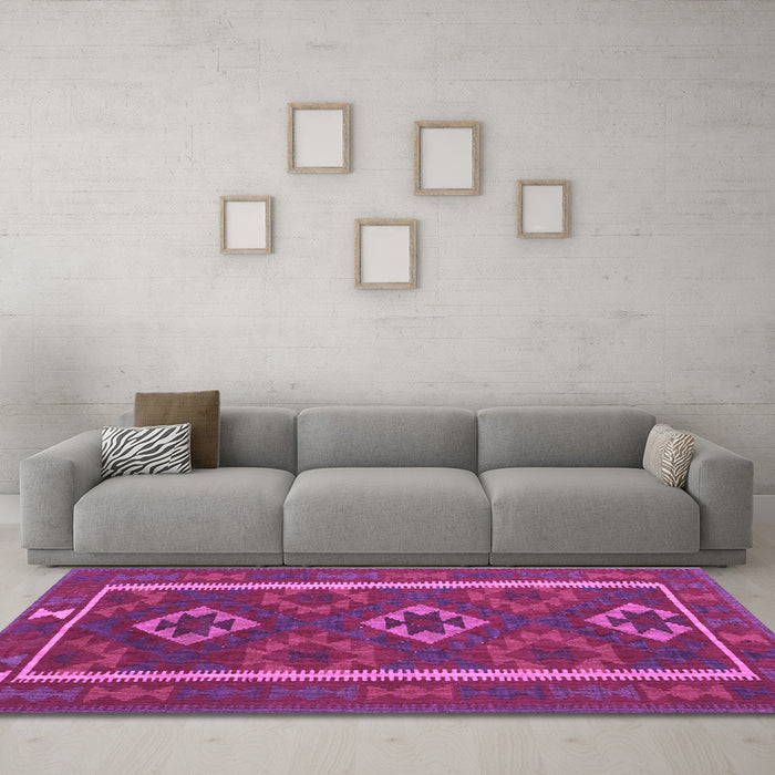 Machine Washable Oriental Purple Traditional Area Rugs in a Living Room, wshcon2931pur