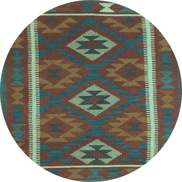 Round Oriental Light Blue Traditional Rug, con2931lblu
