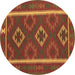 Round Machine Washable Oriental Brown Traditional Rug, wshcon2931brn