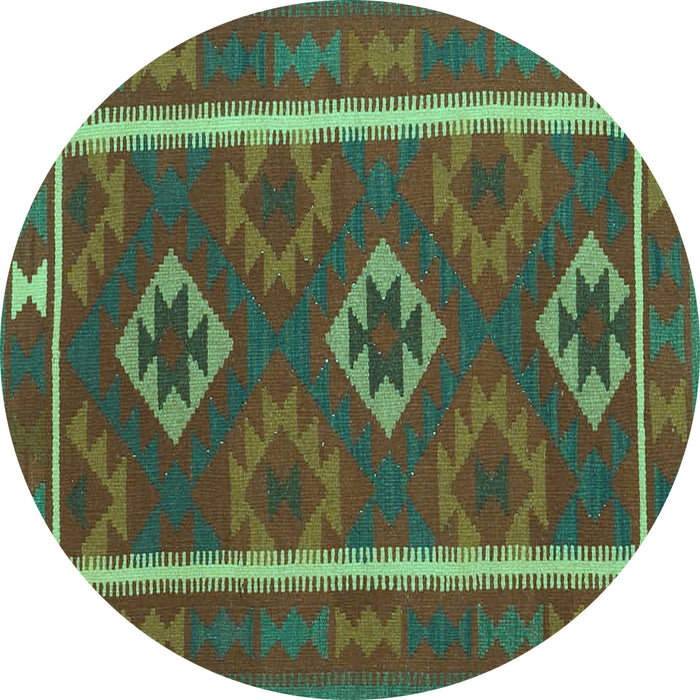Round Oriental Turquoise Traditional Rug, con2931turq