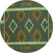 Round Oriental Turquoise Traditional Rug, con2931turq
