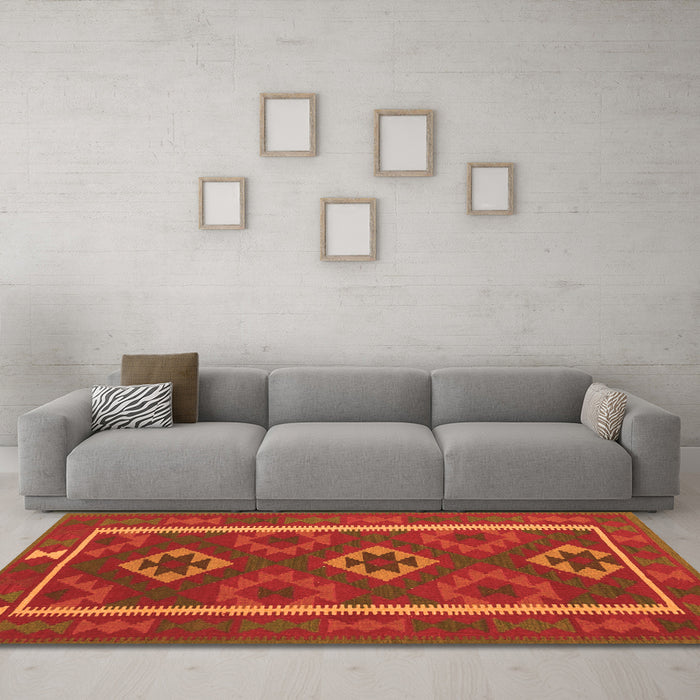 Machine Washable Oriental Orange Traditional Area Rugs in a Living Room, wshcon2931org