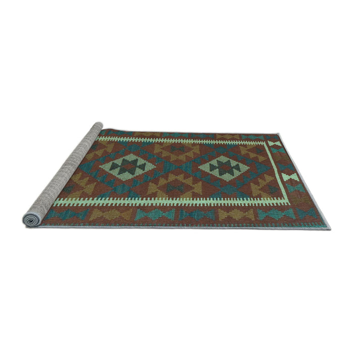 Sideview of Machine Washable Oriental Light Blue Traditional Rug, wshcon2931lblu