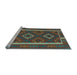 Sideview of Machine Washable Oriental Light Blue Traditional Rug, wshcon2931lblu