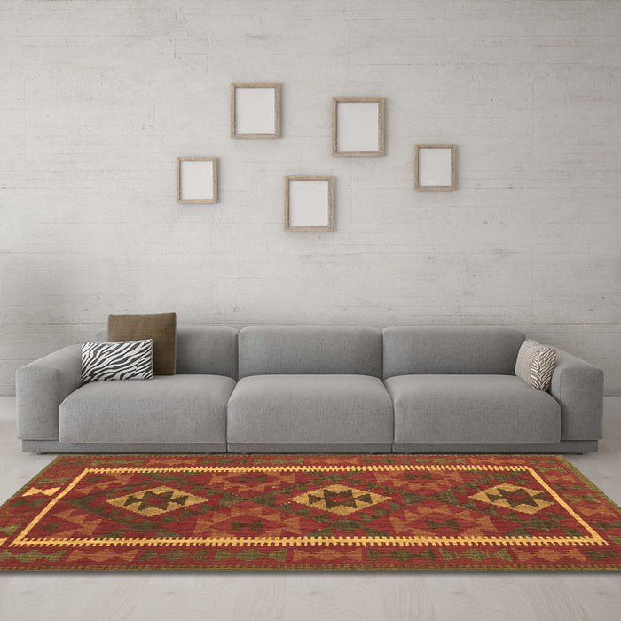 Machine Washable Oriental Brown Traditional Rug in a Living Room,, wshcon2931brn