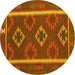 Round Oriental Yellow Traditional Rug, con2931yw