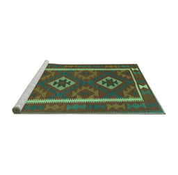 Sideview of Machine Washable Oriental Turquoise Traditional Area Rugs, wshcon2931turq