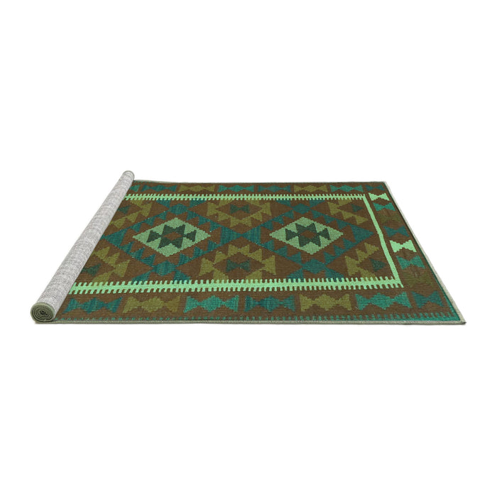 Sideview of Machine Washable Oriental Turquoise Traditional Area Rugs, wshcon2931turq