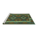 Sideview of Machine Washable Oriental Turquoise Traditional Area Rugs, wshcon2931turq