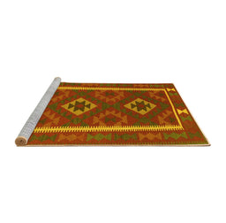 Sideview of Machine Washable Oriental Yellow Traditional Rug, wshcon2931yw