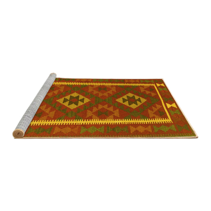 Sideview of Machine Washable Oriental Yellow Traditional Rug, wshcon2931yw