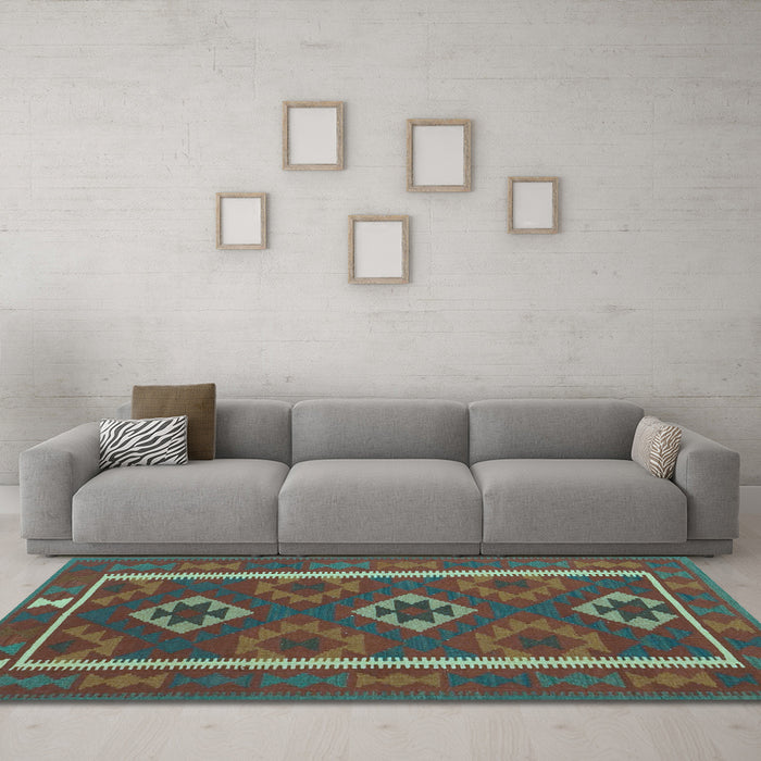 Machine Washable Oriental Light Blue Traditional Rug in a Living Room, wshcon2931lblu