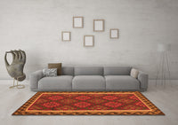 Machine Washable Oriental Orange Traditional Rug, wshcon2932org