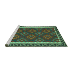 Sideview of Machine Washable Oriental Turquoise Traditional Area Rugs, wshcon2932turq