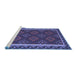 Sideview of Machine Washable Oriental Blue Traditional Rug, wshcon2932blu