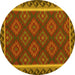 Round Oriental Yellow Traditional Rug, con2932yw