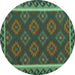 Round Oriental Turquoise Traditional Rug, con2932turq