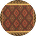 Round Machine Washable Oriental Brown Traditional Rug, wshcon2932brn