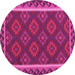 Round Machine Washable Oriental Pink Traditional Rug, wshcon2932pnk