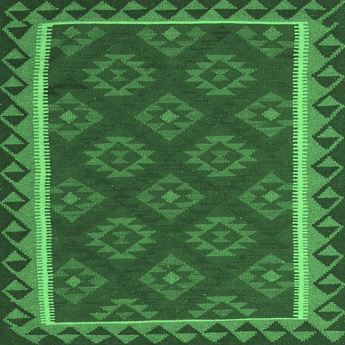 Square Oriental Emerald Green Traditional Rug, con2932emgrn