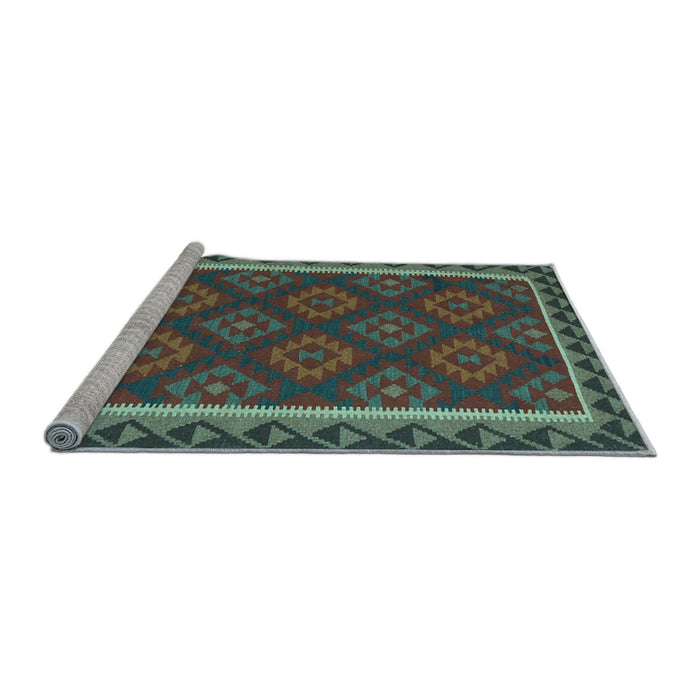 Sideview of Machine Washable Oriental Light Blue Traditional Rug, wshcon2932lblu