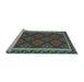 Sideview of Machine Washable Oriental Light Blue Traditional Rug, wshcon2932lblu