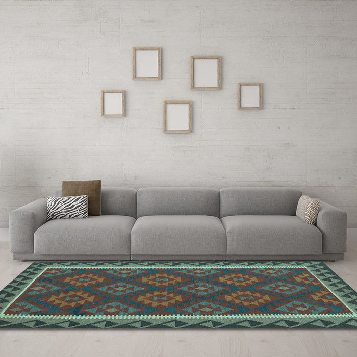 Machine Washable Oriental Light Blue Traditional Rug in a Living Room, wshcon2932lblu