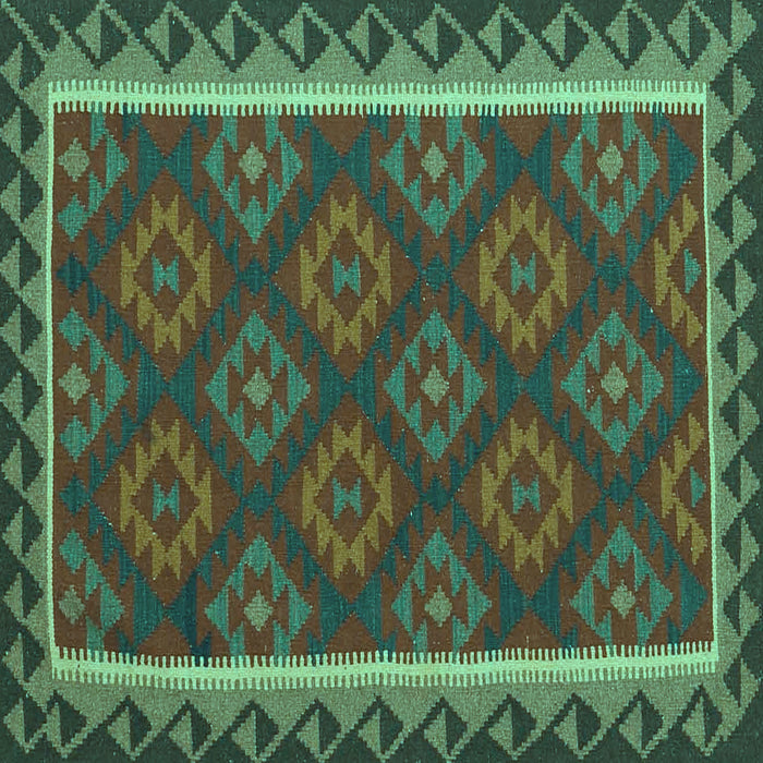 Square Machine Washable Oriental Turquoise Traditional Area Rugs, wshcon2932turq