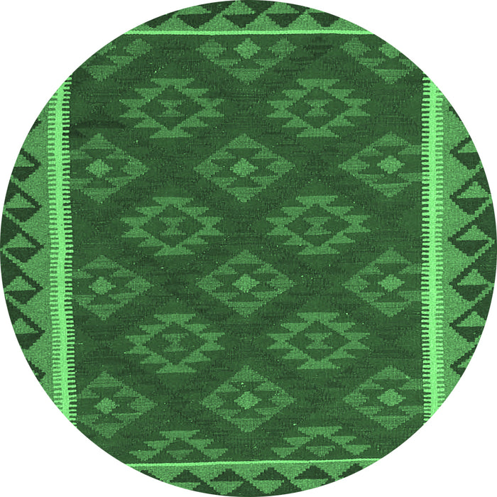 Round Oriental Emerald Green Traditional Rug, con2932emgrn