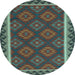 Round Oriental Light Blue Traditional Rug, con2932lblu