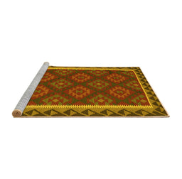 Sideview of Machine Washable Oriental Yellow Traditional Rug, wshcon2932yw