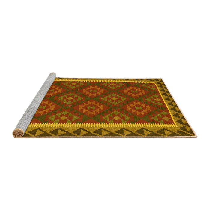 Sideview of Machine Washable Oriental Yellow Traditional Rug, wshcon2932yw