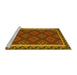 Sideview of Machine Washable Oriental Yellow Traditional Rug, wshcon2932yw