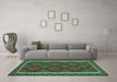 Machine Washable Oriental Turquoise Traditional Area Rugs in a Living Room,, wshcon2932turq