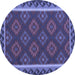 Round Machine Washable Oriental Blue Traditional Rug, wshcon2932blu