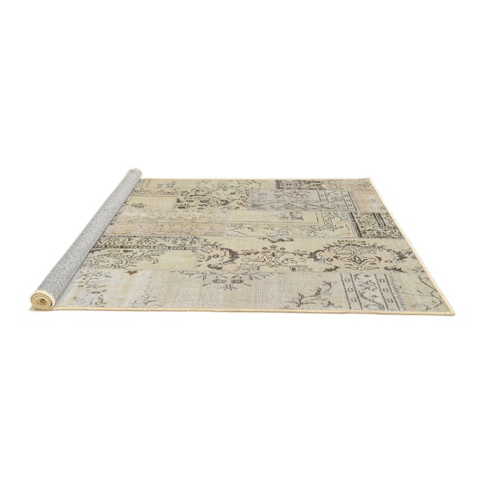 Serging Thickness of Machine Washable Contemporary Light French Beige Brown Rug, wshcon2933