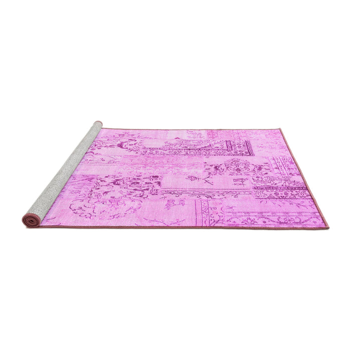 Sideview of Machine Washable Abstract Pink Contemporary Rug, wshcon2933pnk