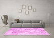 Machine Washable Abstract Pink Contemporary Rug in a Living Room, wshcon2933pnk