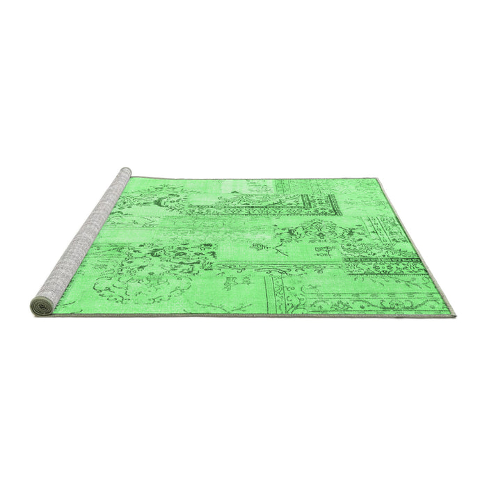 Sideview of Machine Washable Abstract Emerald Green Contemporary Area Rugs, wshcon2933emgrn