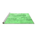 Sideview of Machine Washable Abstract Emerald Green Contemporary Area Rugs, wshcon2933emgrn