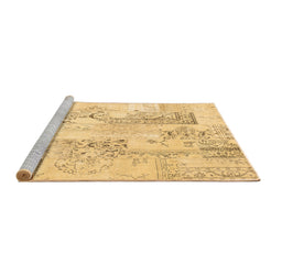 Sideview of Machine Washable Abstract Brown Contemporary Rug, wshcon2933brn